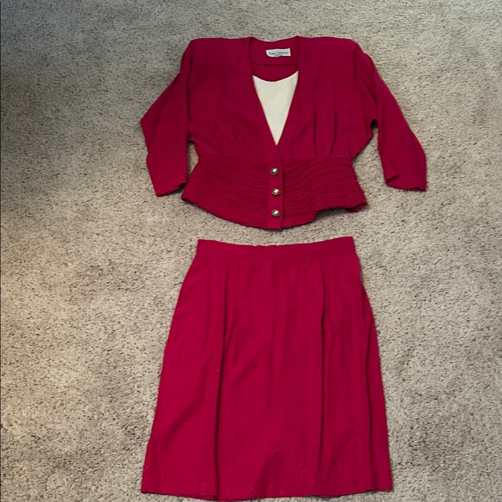 Sheri Martin Petites Elegant Pink Women's Skirt Set Size 8P